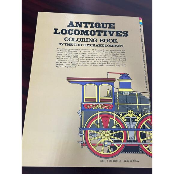 VTG Antique Locomotives Coloring Book by The Tryckare Co Trains Steam Engines - Picture 7 of 8